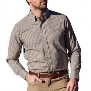 NEW TOM BECKBE knapp cotton twill shirt in khaki brown